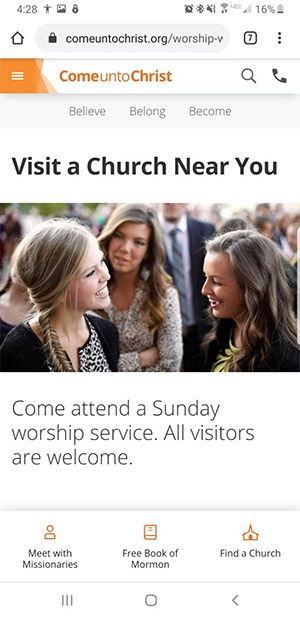 Come unto Christ website home page